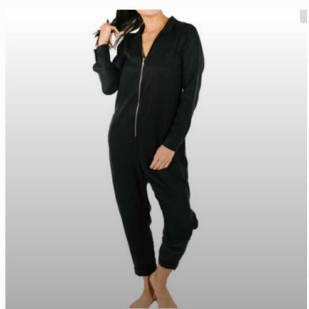 SMASH + TESS Barely Black Coveralls Tencel Romper Jumpsuit XS